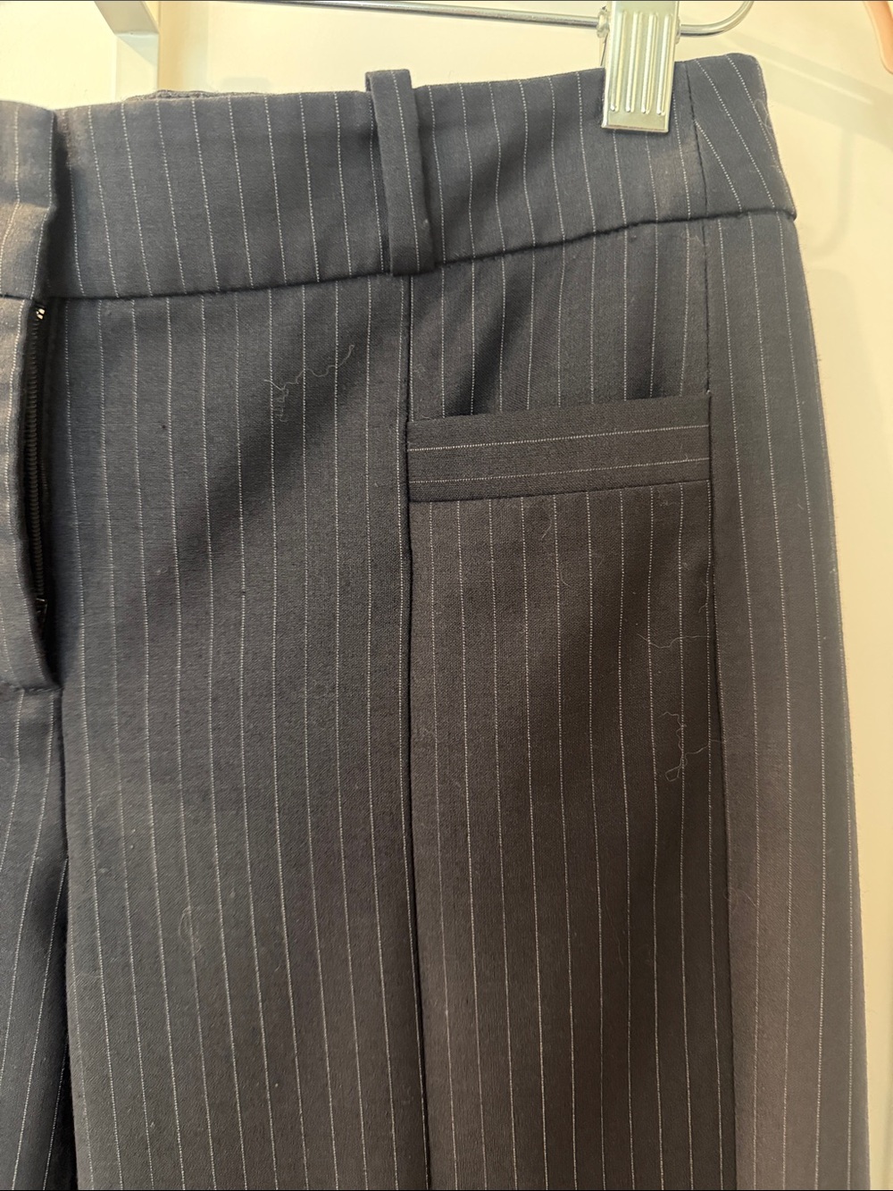 Ba&sh Navy Blue Pinstipe Trousers EUC size 4 - Picture 4 of 11